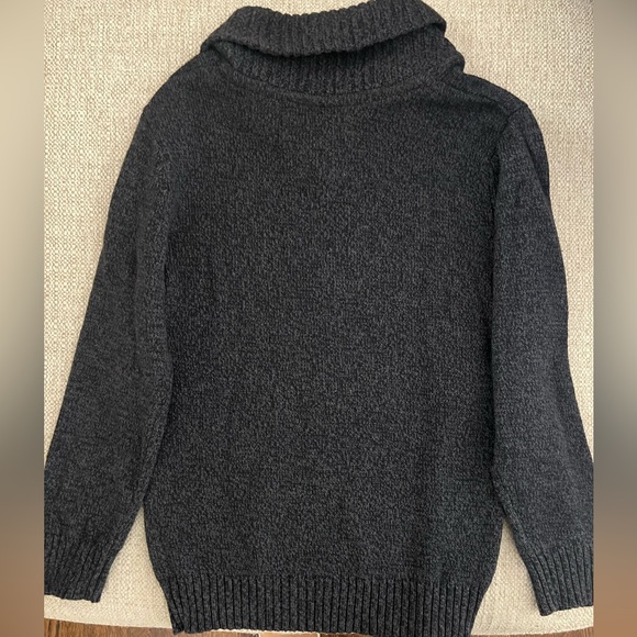 Kids Long Sleeve Charcoal Shawl Collar Sweater - Picture 2 of 2